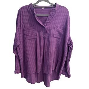 Purple Peasant Style Boho Hippie Relaxed Fit Top Size 4XL 4X Plus Sized
